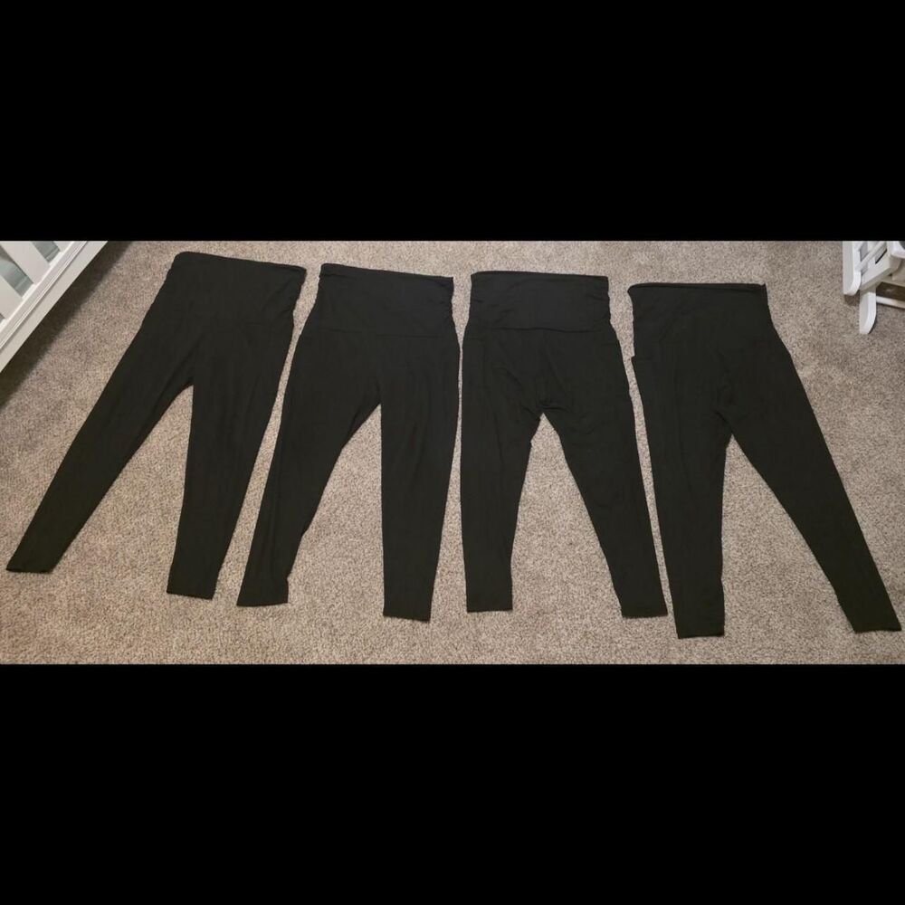Basic Editions Womens XXL Black Jogger Pants 4 Pair Bundle Pull On Pockets